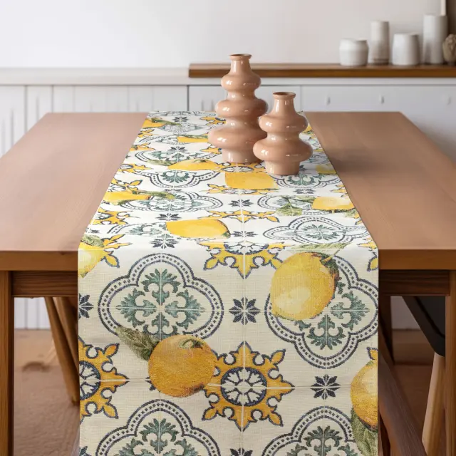 Beauty Home ΡΑΝΝΕΡ ΣΤΟΦΑ ΛΕΜΟΝΙΑ ΣΕ ΦΟΝΤΟ ΜΕ ΠΛΑΚΑΚΙΑ 32 cm x 1,5 m 2