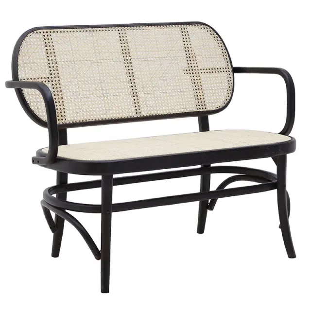 Παγκάκι Μαύρο/Εκρού Rattan 118x52x88/46cm 3-50-597-0064