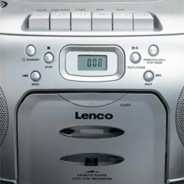 Φορητό ραδιόφωνο με CD, κασέτα και οθόνη LCD, σε ασημί χρώμα. 3