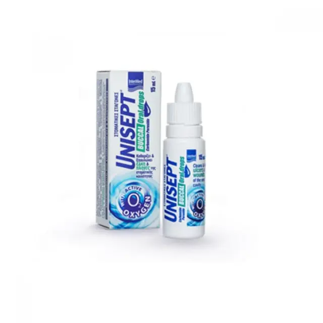 Intermed Unisept Buccal Oral drops Σταγόνες για τον Καθαρισμό και την Επούλωση των πληγών της Στοματικής Κοιλότητας, 15ml 3
