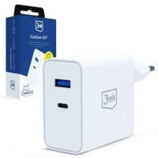 3mk® Φορτιστής GaN USB-A/USB-C 45W PD/QC 4+ Λευκός (FlowPower)