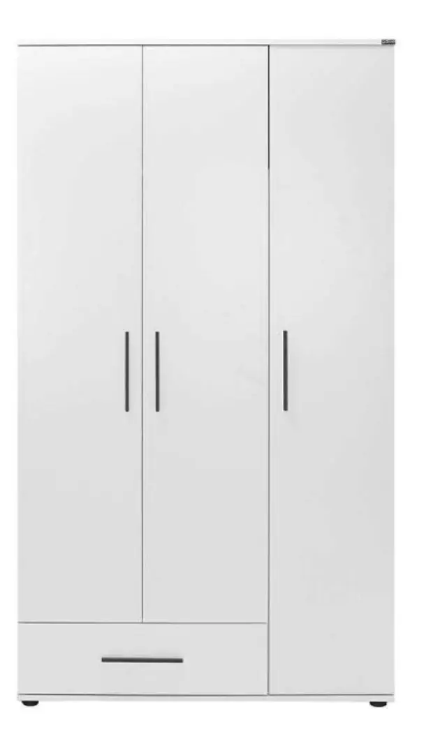 Ντουλάπα ρούχων Bianco Megapap τρίφυλλη με συρτάρια χρώμα λευκό 103x52x187εκ.
