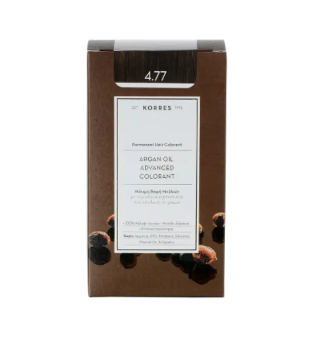 Korres Argan Oil Advanced Colorant Μόνιμη Βαφή Μαλλιών 4.77 Σκούρο Σοκολατί, 50ml