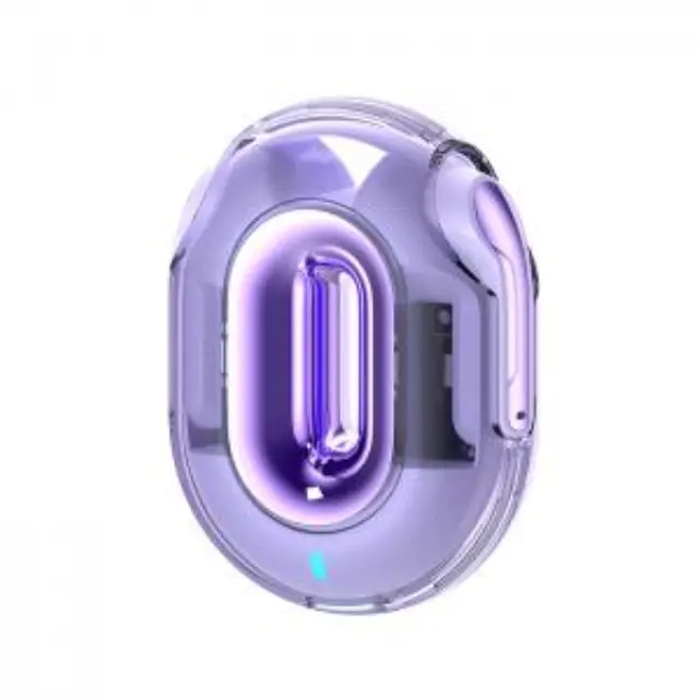 Bluetooth ακουστικά handsfree με θήκη φόρτισης, σε μωβ χρώμα 3