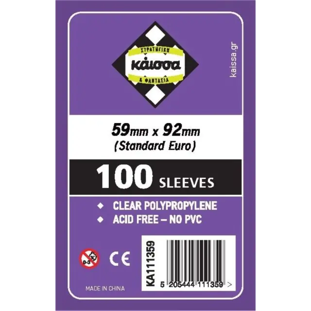 Sleeves 59x92mm Standard Euro (100 τεμ.) – Θήκες Καρτών Επιτραπέζιων (για Dominion, Ubongo Mini)