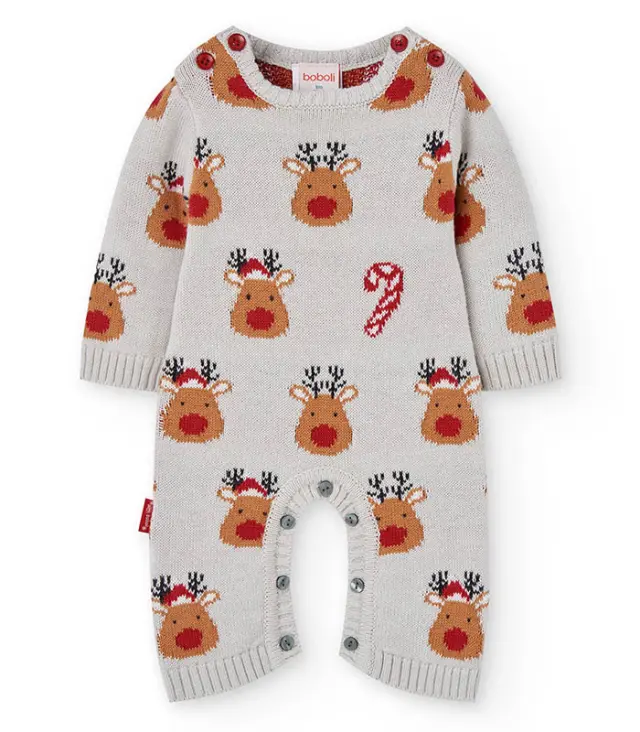 Boboli Πλεκτό ολόσωμο φορμάκι βόλτας Unisex με Χριστουγεννιάτικο σχέδιο