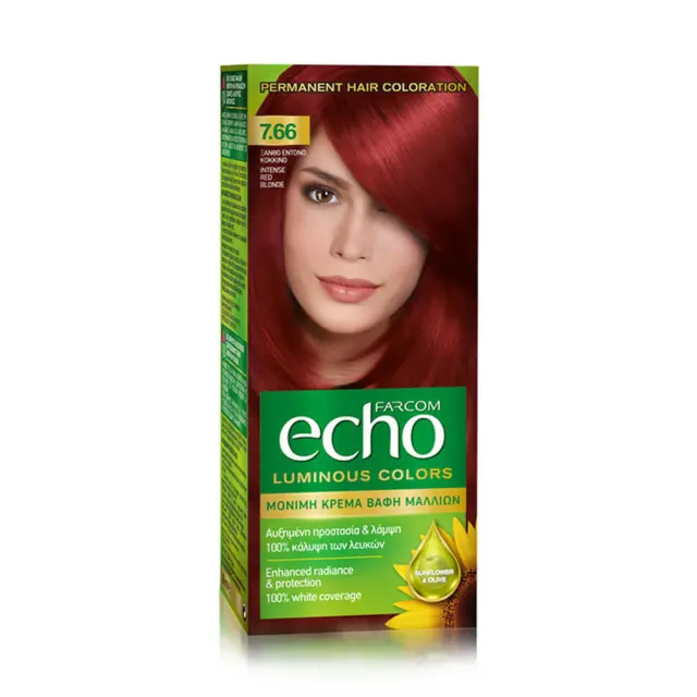 FARCOM Echo Βαφή Μαλλιών 7.66 Ξανθό Έντονο Κόκκινο 60ml