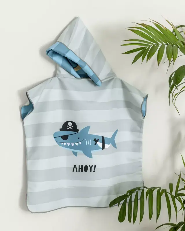 Πόντσο 70x70 5-8 Ετών 200gsm Nima Ahoy Grey-Blue 100% Microfiber