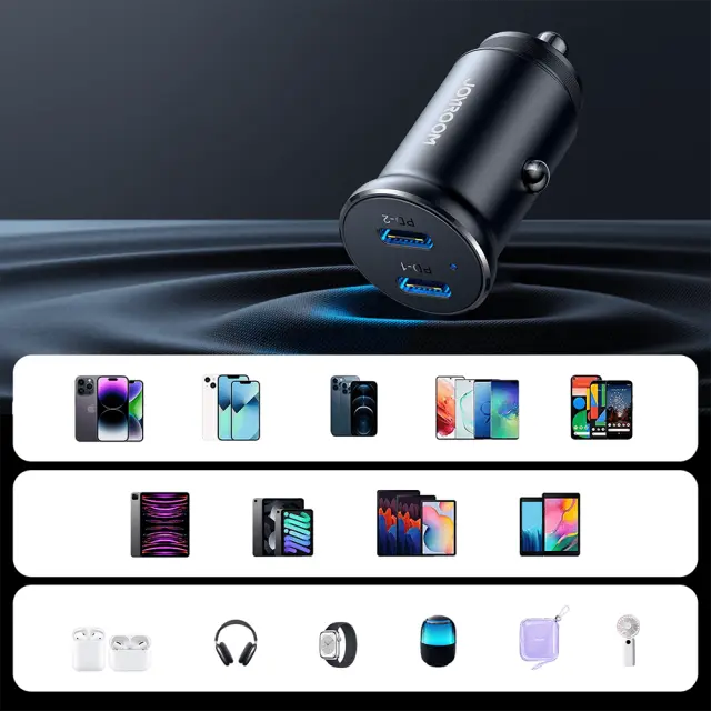 Joyroom® Φορτιστής Αυτοκινήτου Γρήγορης Φόρτισης με 2xUSB-C 30w- Black 2