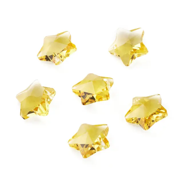 Χάντρα Γυάλινη Πρισματική Αστέρι Gold Yellow 13x13.5x7mm - 10τεμ