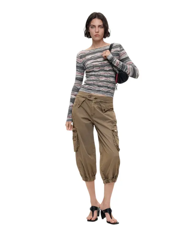 Desigual - Γυναικείο Πλεκτό Πουλóβερ Burt 26WWJF34-2008 Γκρι Ριγέ 2