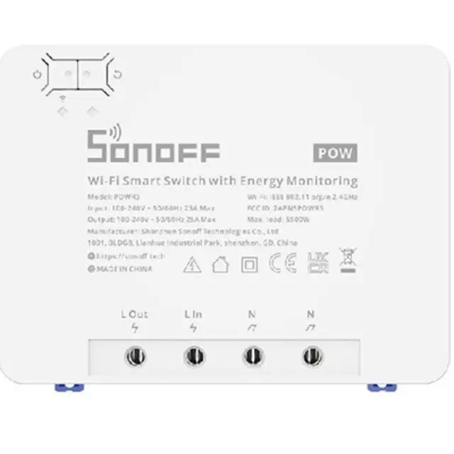 Sonoff Ενδιάμεσος Διακόπτης POWR3 High Power Smart Switch Wi-Fi σε Λευκό Χρώμα (6920075776768)