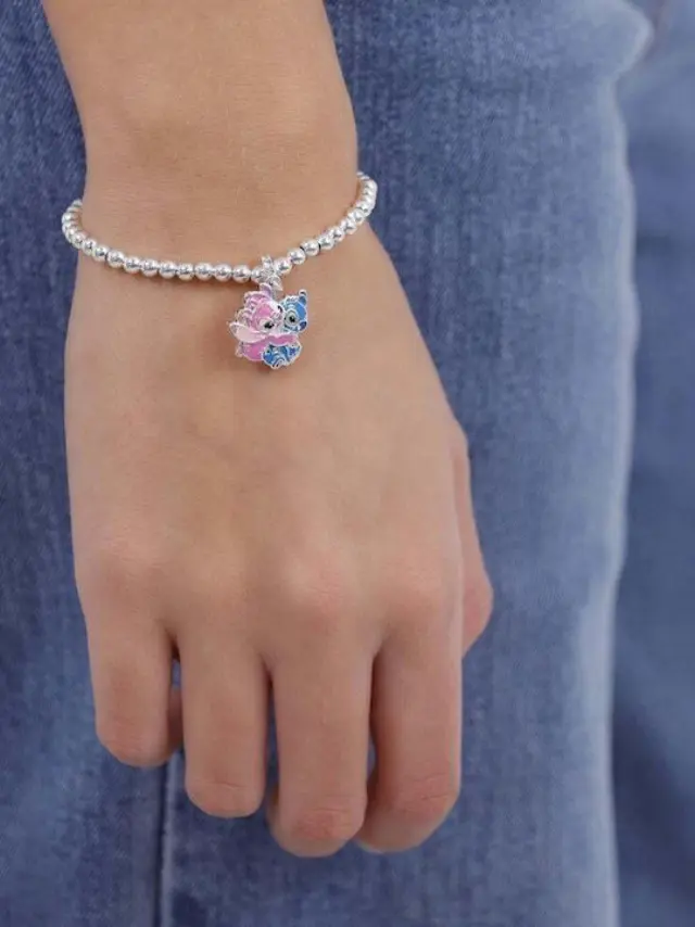 Peershardy Γυναικείο Βραχιόλι από Ασήμι STITCH and ANGEL - Bracelet with Pendant 3