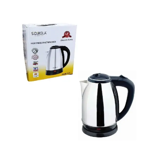 Sidirela Ανοξείδωτος Ηλεκτρικός Βραστήρας Inox 1.80lt 1500W SAM-717 - Electric Kettle E2487
