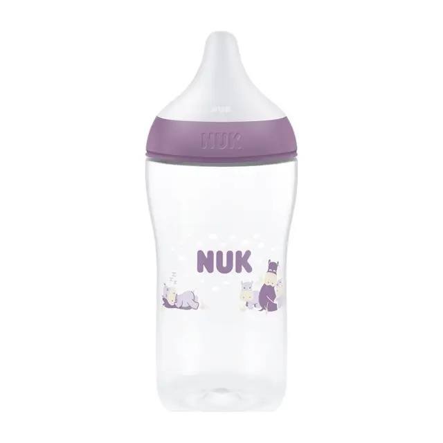 NUK Perfect Match Πλαστικό Μπιμπερό με Θηλή Σιλικόνης Μέγεθος Μ για 3+ μηνών Ιπποπόταμος Βιολετί, 260ml