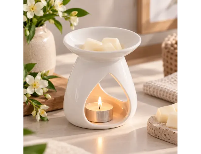 Αρωματιστής Triptych Homea για αιθέρια έλαια και wax melts με διαστάσεις 10x10x11cm - White 6SEN027BC
