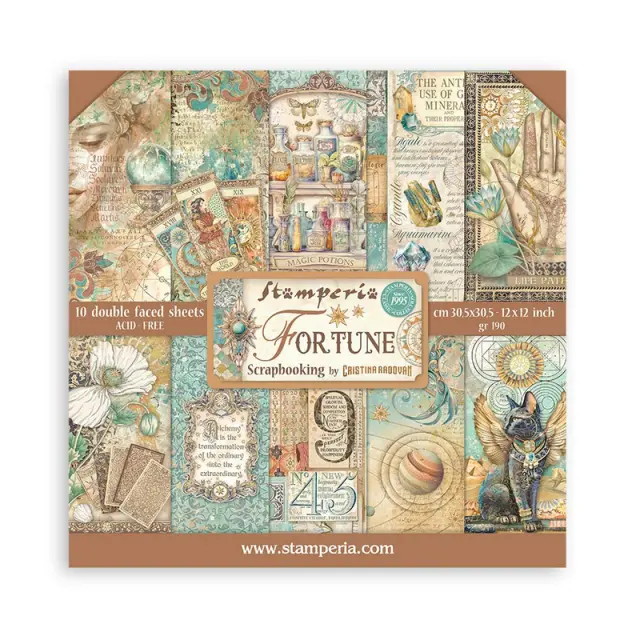 Χαρτιά scrapbooking 10τεμ, 30.5×30.5cm Stamperia, Fortune