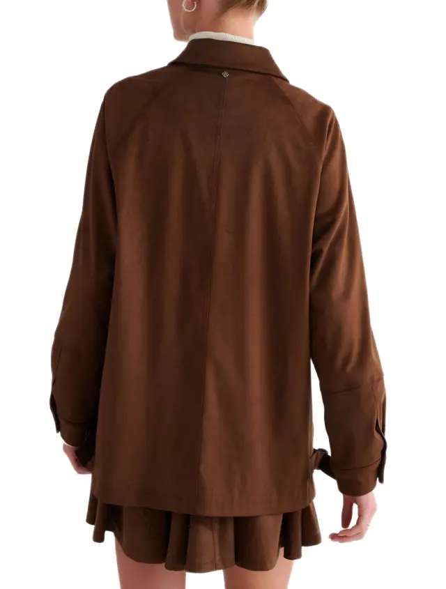 Attrattivo γυναικείο μακρύ suede μπουφάν με τσέπες 9923846-1 2