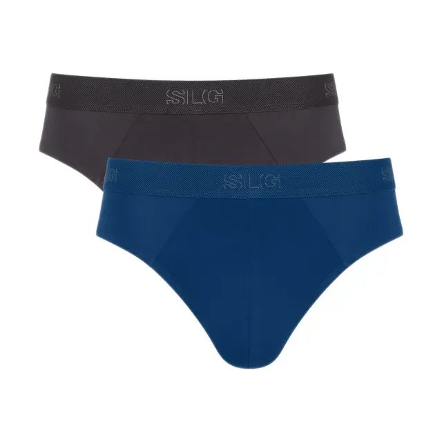 Sloggi Men SLG Base Briefs Σλιπ Οργανικό Βαμβάκι Μπλε-Γκρι Σκούρο 2-Pack