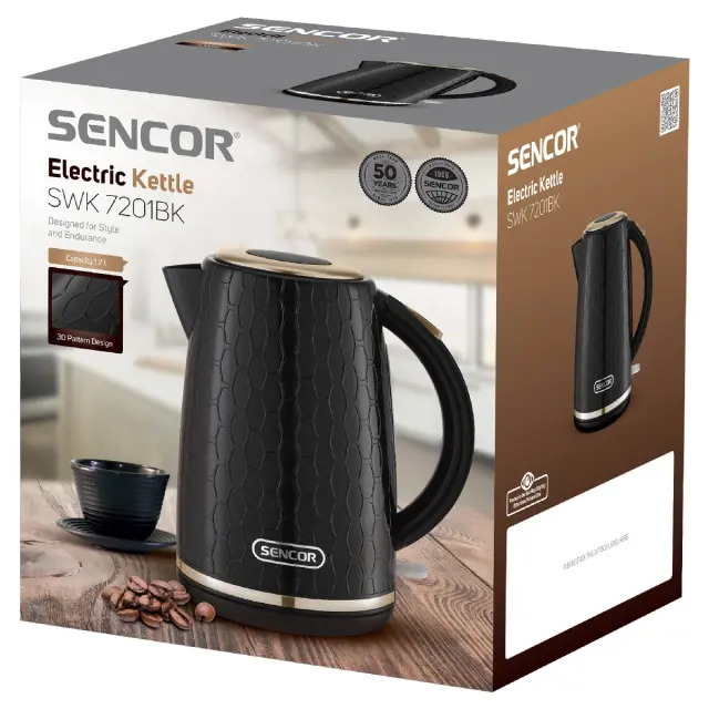 Βραστήρας με 3D Pattern Design 1,7lt 2200W Sencor SWK 7201BK Μαύρο 2