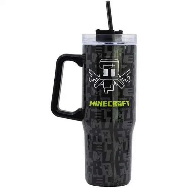 Παγούρι μεταλλικό με καλαμάκι Minecraft Squared Pattern Insulated Stainless Steel Rambler Mug 2