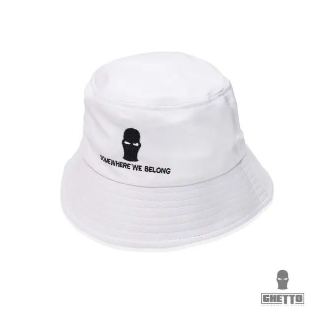 Ghetto Mask Summer Bucket Hat – Fisherman Edition | Somewhere We Belong White
