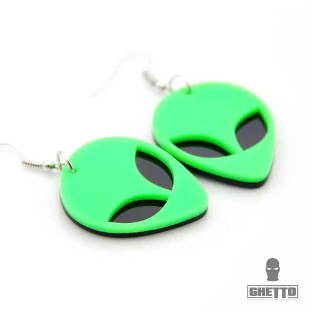 Ghetto Acrylic Alien Head Earrings