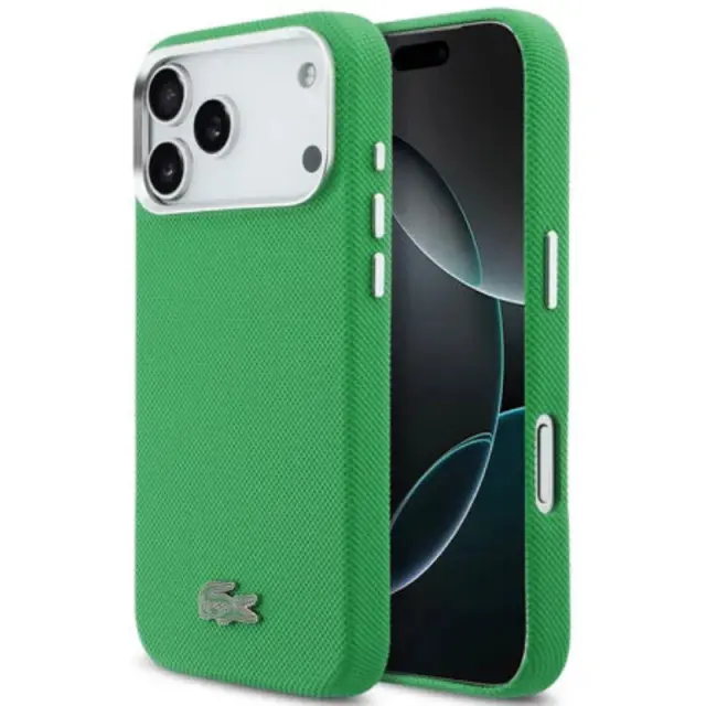 Lacoste για iPhone 17 Pro Max - MagSafe - Μεταλλικές άκρες - Εμβληματικό λογότυπο Petit Pique - Πράσινο Estragon