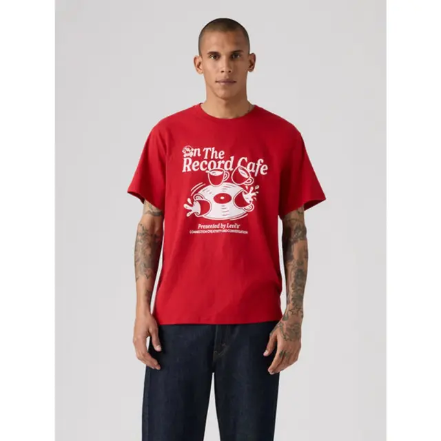 SS RELAXED FIT TEE REDS - SS RELAXED FIT TEE OFF THE RECORD EMBOLDENED Red 3