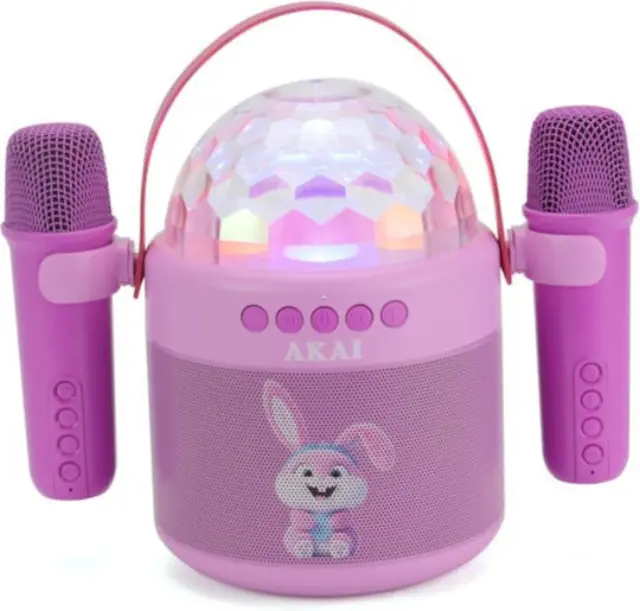 Akai Ηχείο Karaoke με Ασύρματα Μικρόφωνα και Εφέ Φωτισμού JoyBox Kids 110583-0038 σε Ροζ Χρώμα 2