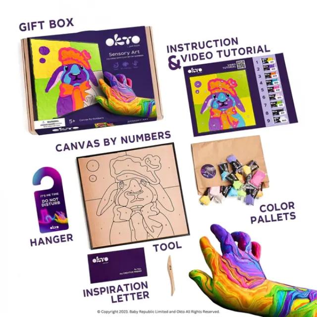 Okto DIY Δημιουργικό Sensory Σετ Ζωγραφικής 3D με Πηλό Λαγουδάκι (5+ ετών) 20004 3