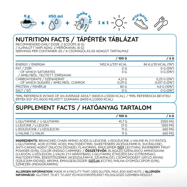 Nutriversum BCAA + GLUTA Blue Raspberry, 360 g 2