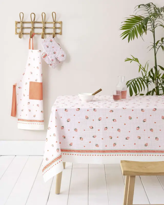 Σετ 2Τεμ Κουζίνας Γάντι-Πιάστρα Nima Strawberry Love Orange-Pink 100% βαμβακερό 2
