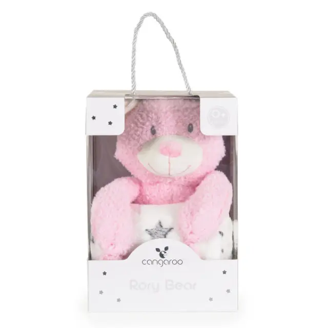 Cangaroo Βρεφική κουβέρτα 90/75 cm με λούτρινο παιχνίδι Rory Bear ροζ 3800146271688 2