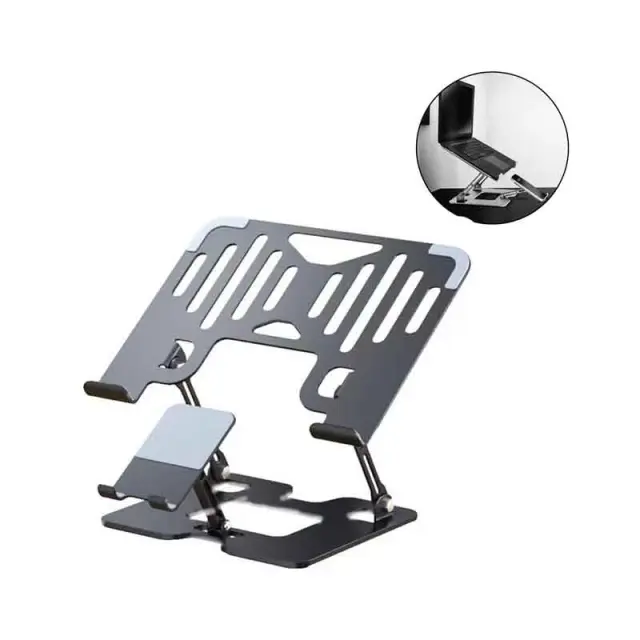 Fineplay Αναδιπλούμενη Μεταλλική Βάση Στήριξης Laptop/Tablet/Κινητού Γραφείου Περιστρεφόμενη FP-L05 - Laptop Metal Folding Stand 030238 2