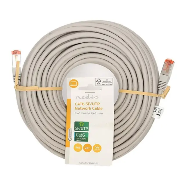 NEDIS CCGL85220GY200 ΚΑΛΩΔΙΟ ΔΙΚΤΥΟΥ ΜΗΚΟΥΣ CAT 6 S/FTP 20m ΓΚΡΙ 3