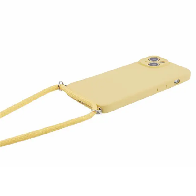 Θήκη Σιλικόνης με Κορδόνι για το Λαιμό για iPhone 14- Yellow OEM 2