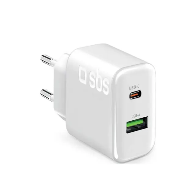 SBS Φορτιστής 70W 1x USB-C 1xUSB-A White (LATR1A1CPD70WW)