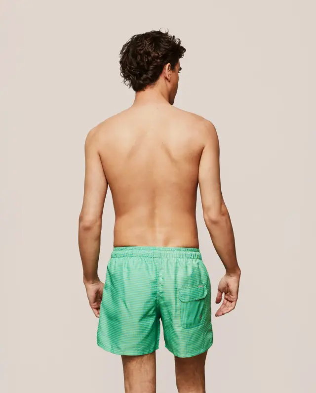 Selmark Ανδρικό Μαγιό Shorts Μικρό Καρό Verde - L 3