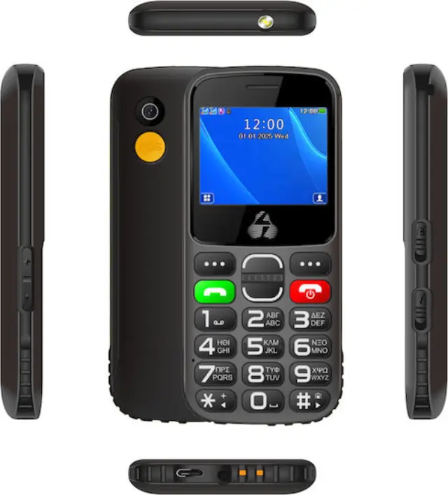 POWERTECH Sentry Eco II Dual SIM Κινητό με Μεγάλα Πλήκτρα, Ελληνικό Μενού, SOS, Οθόνη 2.31", USB-C + Μπαταρία 1400mAh – Μαύρο 2
