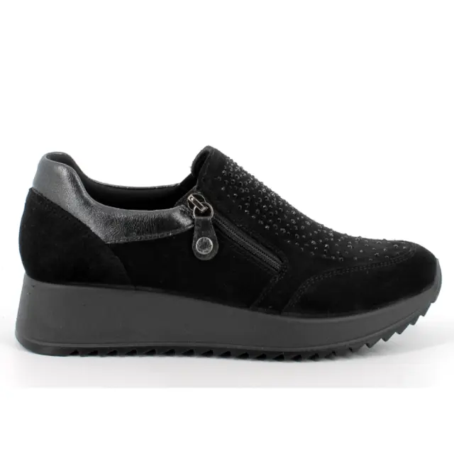 Imac Sneakers Γυναικείο δέρμα Nubuck Μαύρο IMA/208370 NERO/VERNICE
