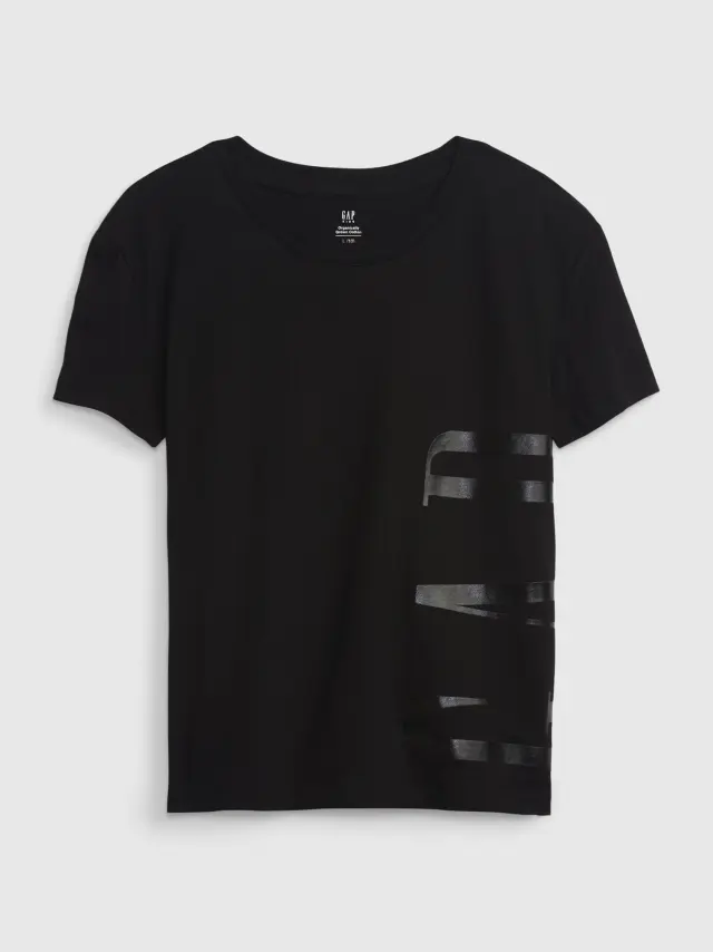 Μαύρη Παιδική 100% Οργανικό Βαμβάκι Gap Logo Μπλούζα true black - XS