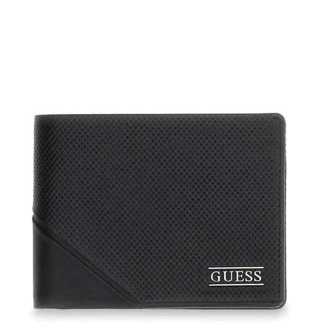 Guess - Δερμάτινο Ανδρικό Πορτοφόλι Boston Genuine Leather SMBOSPLEA20-BLA Μαύρο