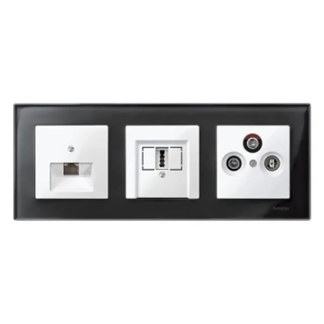 Central plate for RJ45 insert, 1-gang, polar white, glossy, System M