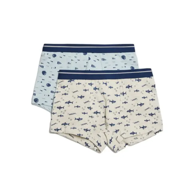 Ysabel Mora Παιδικό Boxer Αγόρι Sea Bottom - Διπλό Πακέτο, Χρώμα Γαλάζιο-Ιβουάρ