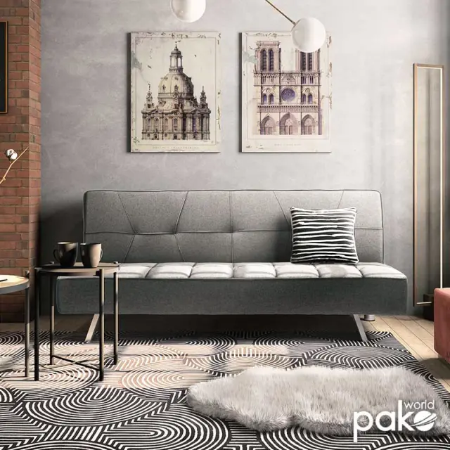 Καναπές-κρεβάτι Travis pakoworld 3θέσιος ύφασμα γκρι 175x83x74εκ 2