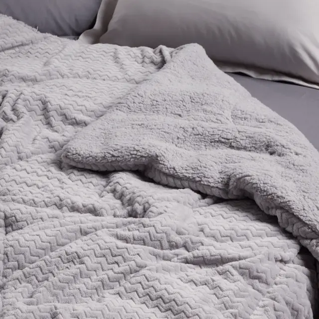 Κουβερτοπάπλωμα 160x220 Μονό 750gsm Fleece-Sherpa Das Home 1368 Grey 100% Πολυέστερ 2