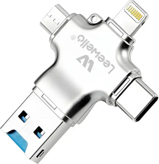 Leewello Lw-216 Μετατροπέας USB-A male σε Lightning / USB-C / micro USB 3x male Γκρι