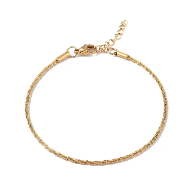 Αλυσίδα Βραχιόλι Bone Rope 18.4cm Έτοιμο με Κούμπωμα Καβουράκι - Ανοξείδωτο Ατσάλι 304 Golden - 1τεμ