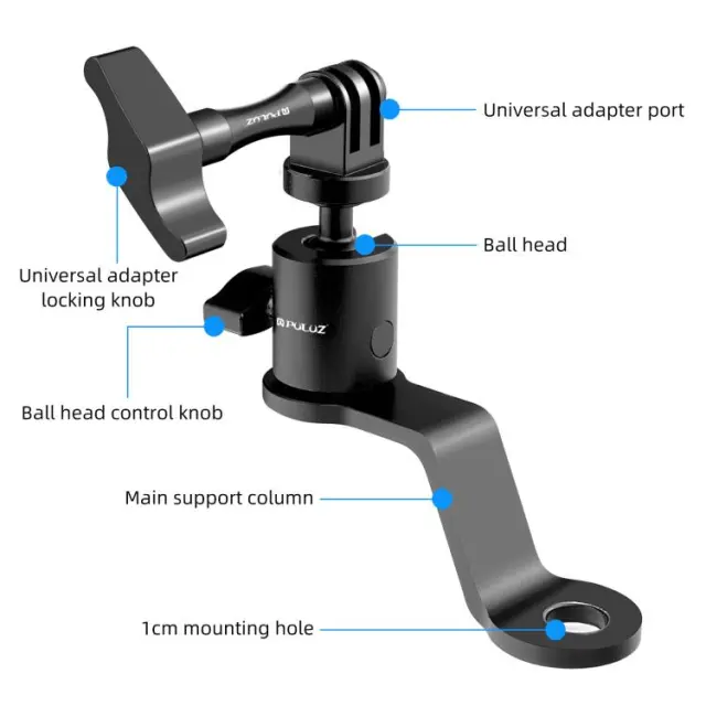 Puluz® Βάση Καθρέφτη Μηχανής για Action Camera-Black 2